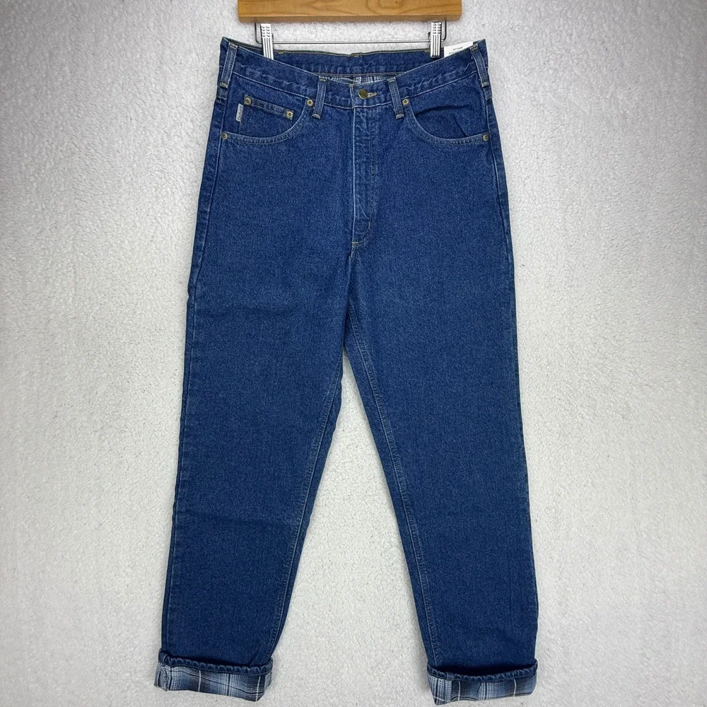 Carhartt Relaxed Fit Flannel Lined Denim Jeans Mens B21 DST 33x36 NWT NOS